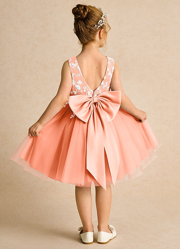 Azazie Butterfly Flower Girl Dresses Sunset A-Line Lace Dress image1