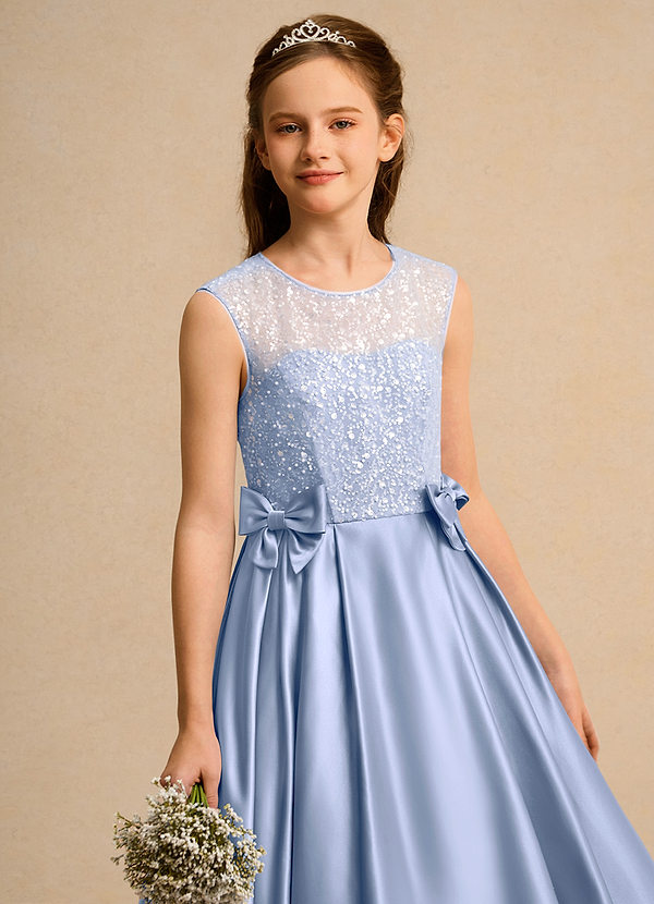 Azazie Candy Girl Flower Girl Dresses Ice Ball-Gown Bow Matte Satin Dress image1