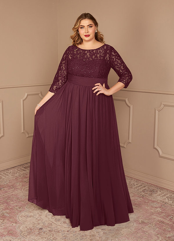 Azazie Carmena Brautmutterkleider A-Linie Pailletten Chiffon Kleid Cabernetrot image1