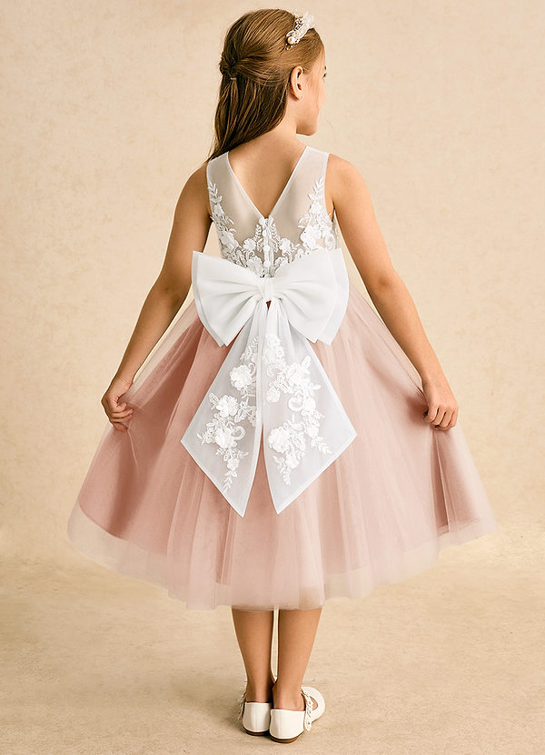 Azazie Lina Flower Girl Dresses Ivory English Rose Ball-Gown Lace Dress image1