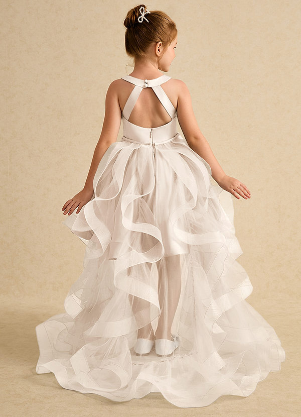 Azazie Julietta Robes de Fillette d'Honneur Robe Princesse en Tulle Convertible Albâtre Blanc image1