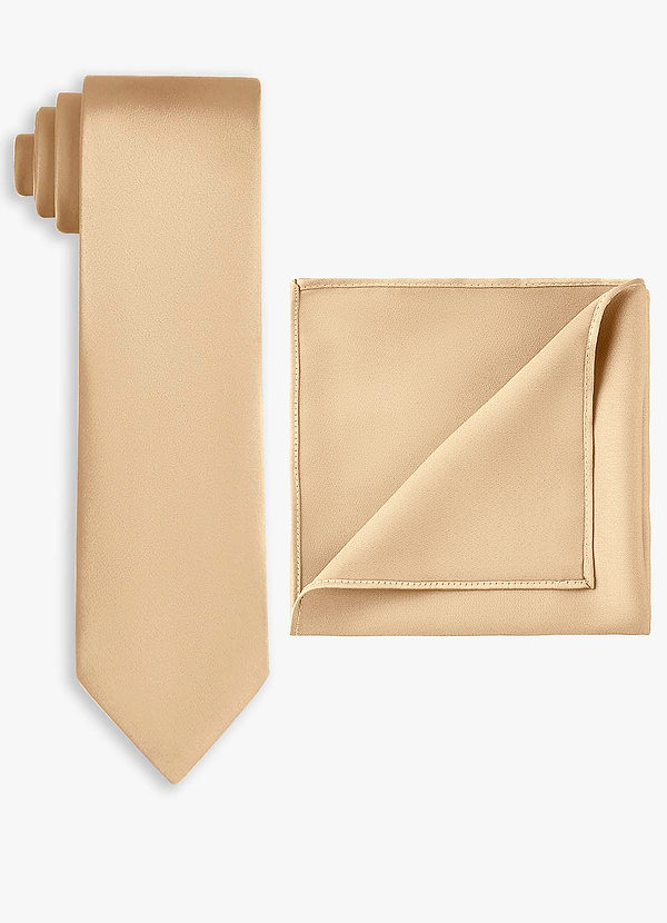 front Ensemble cravate large et pochette en satin extensible