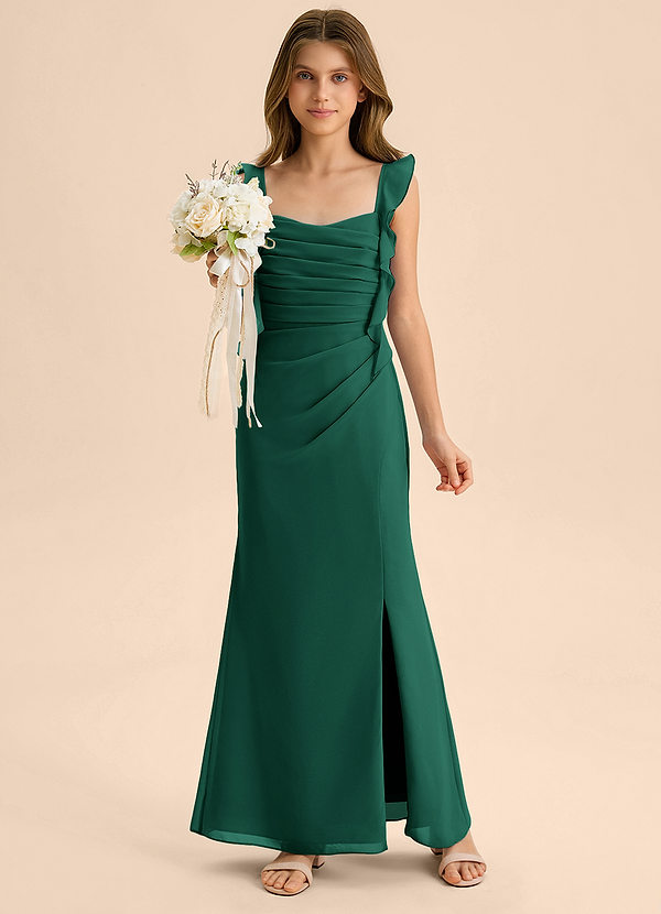 Azazie Jessamine Junior Klä av Sjöjungfru i Chiffong Älskling Halsringning image1