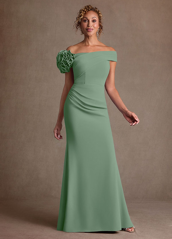 Azazie Gwynne Vestidos de Madre de la Novia Vestido de Matcha de Crepé elástico de Corte Sirena con Vestidos sin tirantes image1