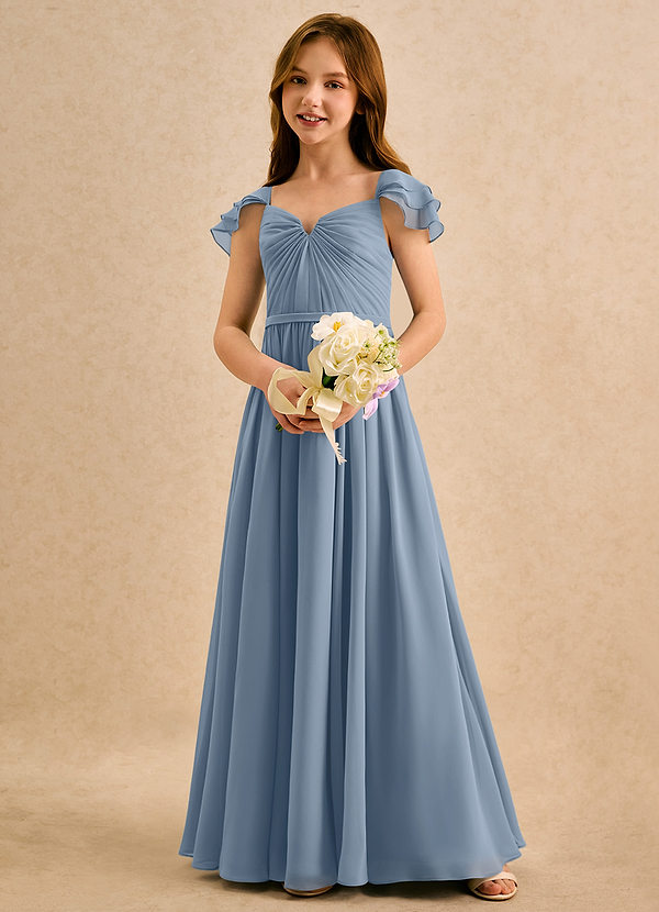 Azazie Meimei Girls Formal Klänningar för brudeflicka Klä A-Line i Chiffong Plisserad image1