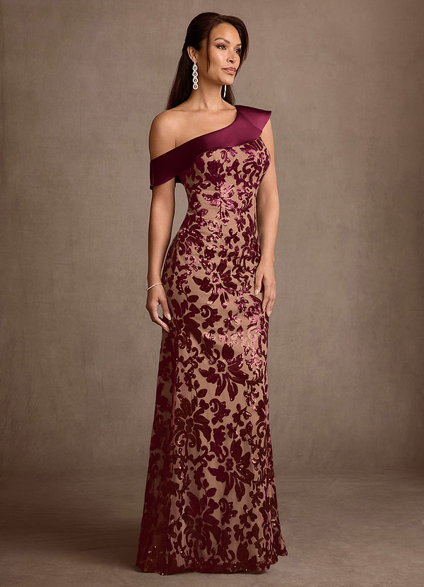 Azazie Colbie Abiti Mamma della Sposa Abito Tubino in Paillettes/Lustrini Borgogna image1