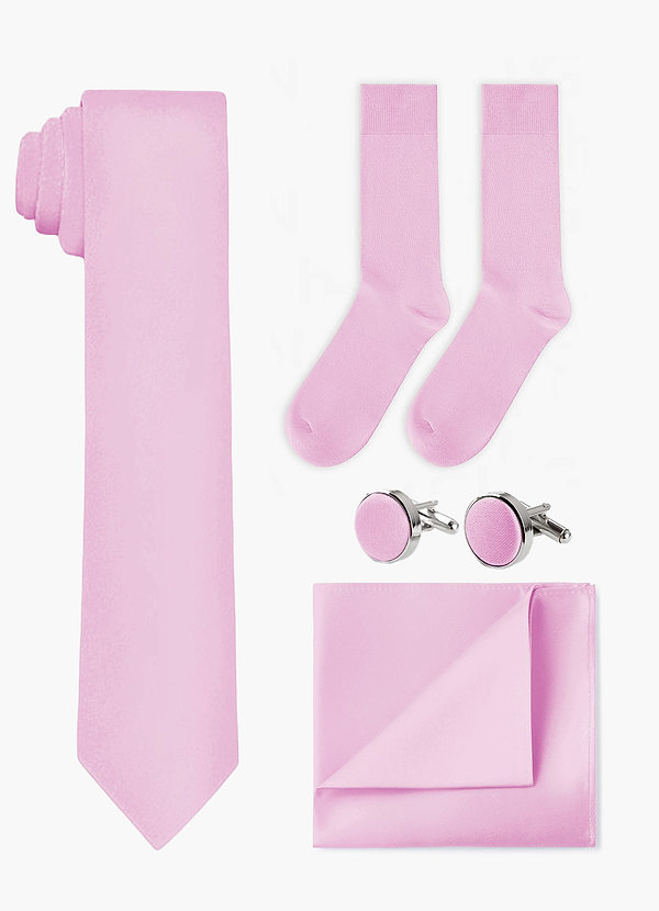 front Conjunto de corbata ancha, pañuelo de bolsillo, gemelos y calcetines a juego