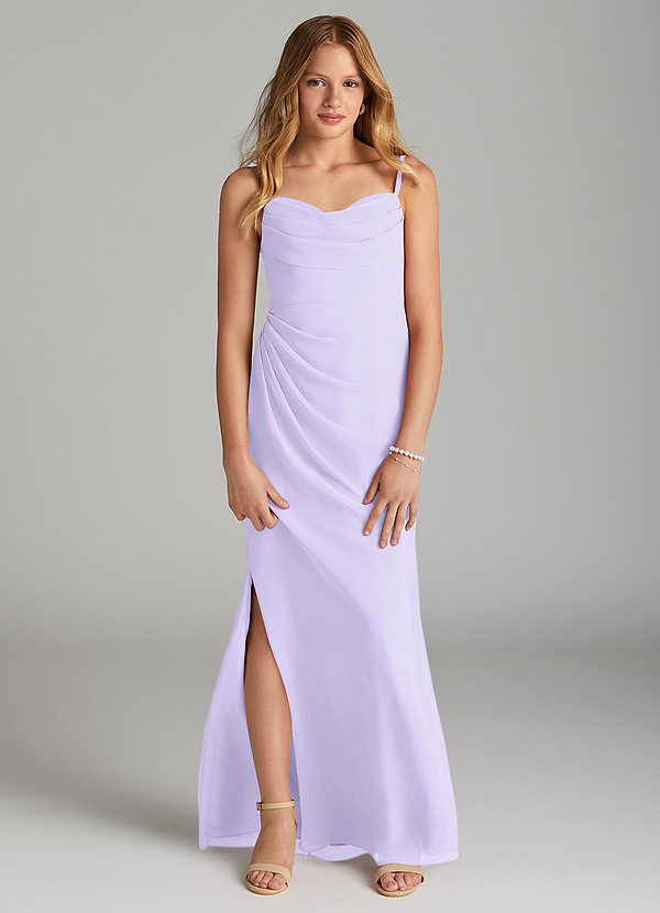 Azazie Mai Junior Lilac Sheath Pleated Chiffon Dress image1