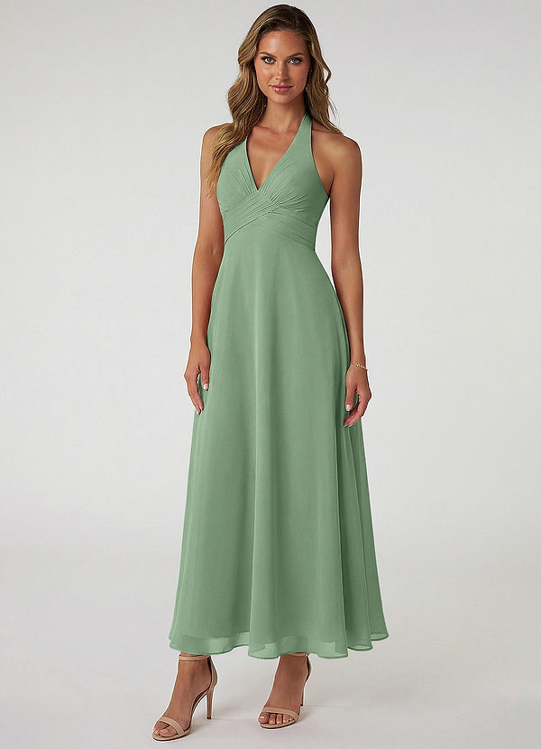 Azazie Tessie Suknie dla druhen Linia A Pofałdowany Szyfon Długość kostki Sukienka image1