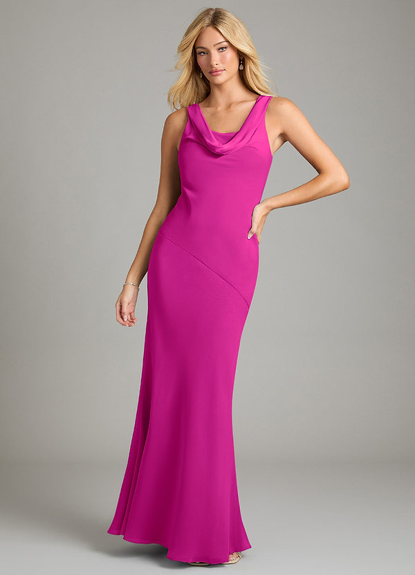Azazie Rylina Bridesmaid Dresses Fuchsia Mermaid Pleated Chiffon Dress image1