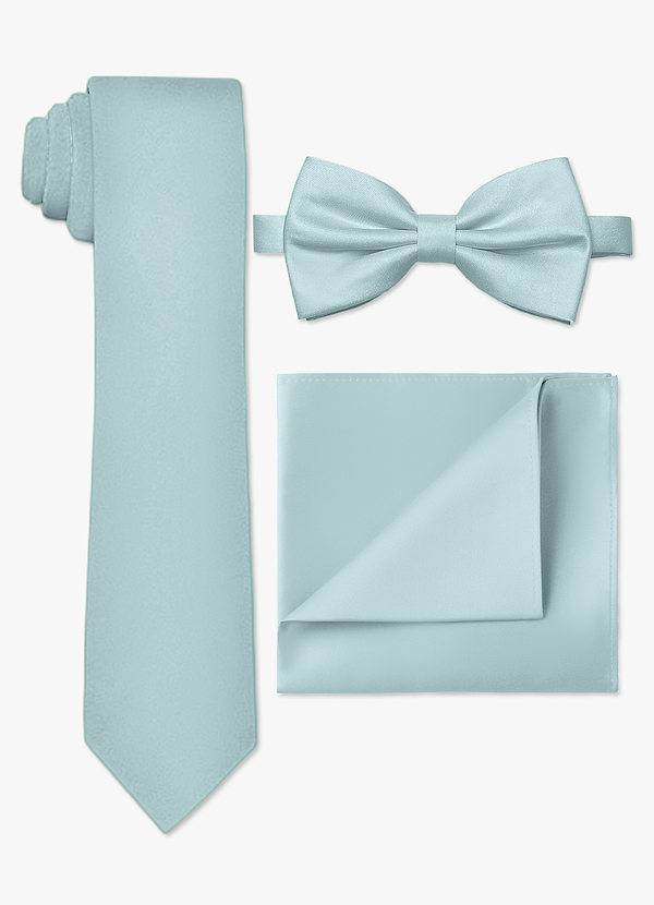 front Ensemble cravate fine, nœud papillon et pochette en satin mat