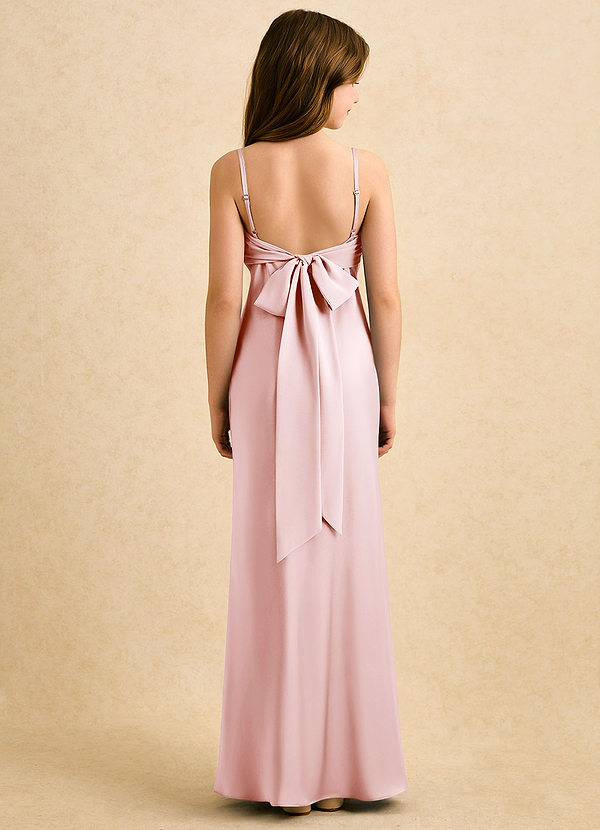 Azazie Ellie Girls Formal Blumenkinder Kleider Meerjungfrau-Linie Plissee Stretch-Satin Kleid Zartrosa image1