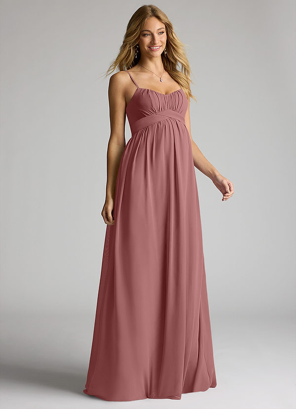 Azazie Llana Maternity Bridesmaid Dresses A-Line Chiffon Floor-Length Dress image1