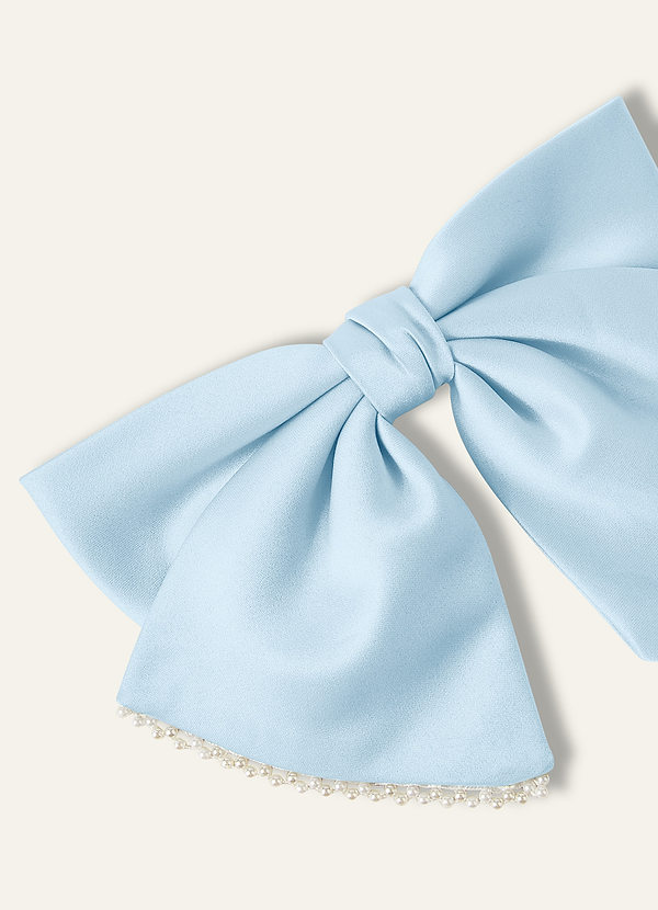 front Hårspänne i satinpärl med rosett i matchande färg