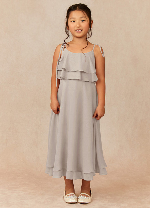 Azazie Temi Flower Girl Dresses Frost A-Line Spaghetti Strap Chiffon Dress image1