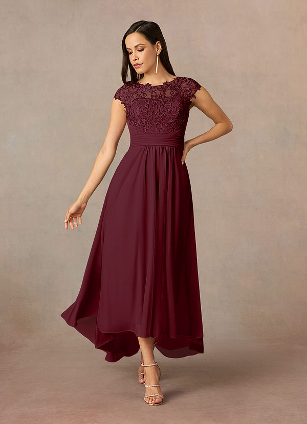 Azazie Amara Mother of the Brides Dresses Cabernet A-Line Lace Dress image1