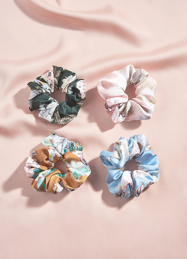 front Elegant Floral Scrunchie Set