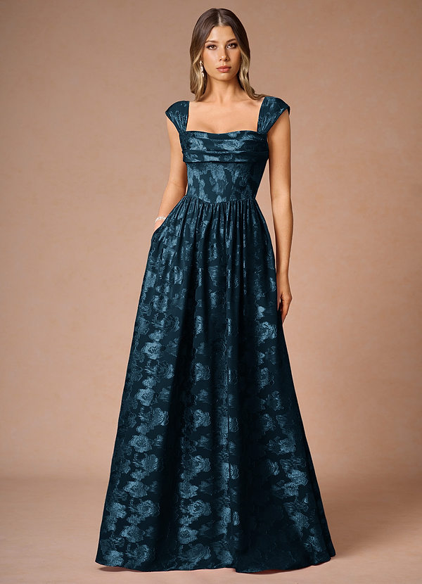 Hazel Navy Pleated Maxi Dress image1