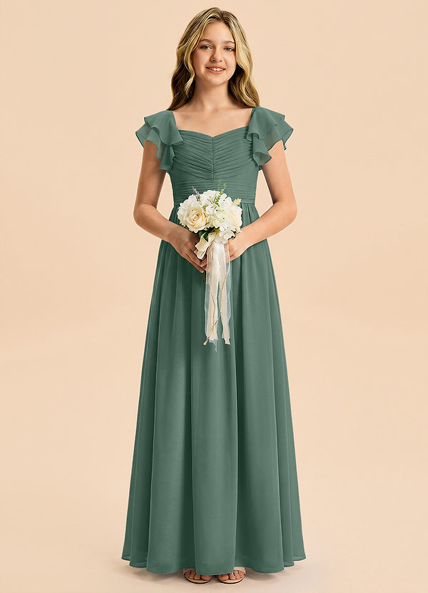 Azazie Anaya Junior Sea Moss A-Line Sweetheart Neckline Chiffon Dress image1