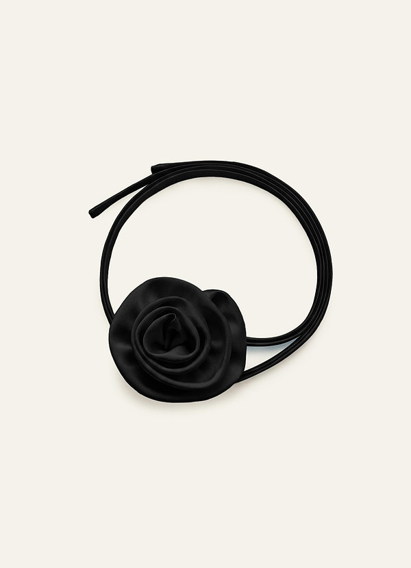 front Matching Color Satin Rose Hair Tie