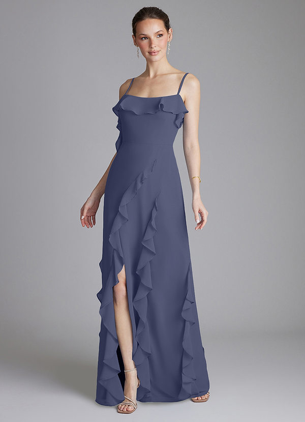 Azazie Malia Bridesmaid Dresses Stormy Sheath Ruched Chiffon Dress image1