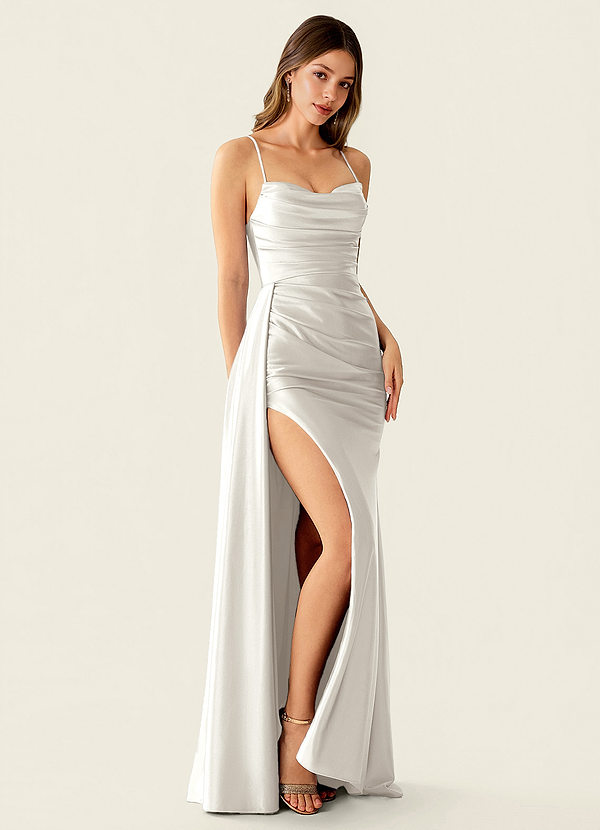 Drape Blanc Robe de bal en satin image1