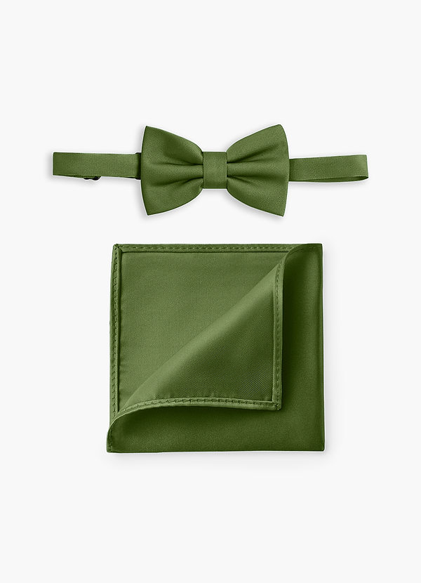 front Conjunto de pajarita y pañuelo de bolsillo ajustables de satén elástico para niño
