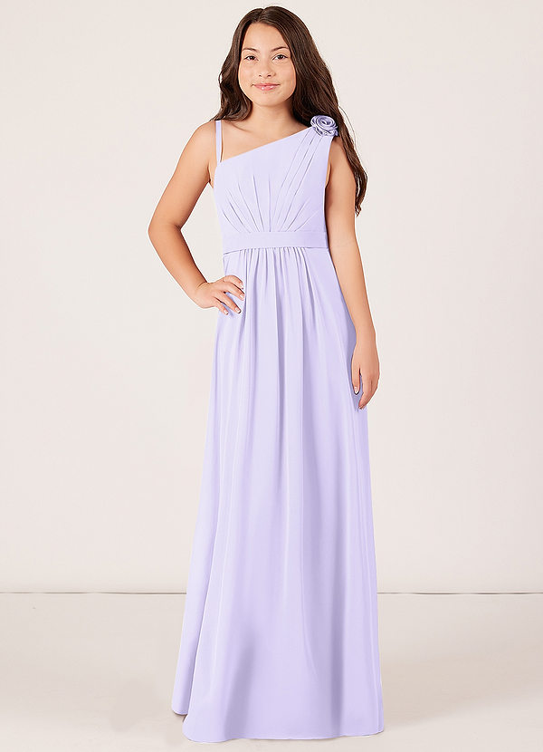 Azazie Rala A-Line Pleated Chiffon Floor-Length Junior Bridesmaid Dress image1