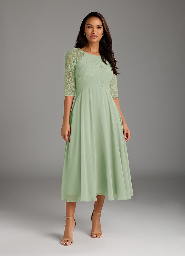 Azazie Dorothea Mother of the Brides Dresses Dusty Sage A-Line Scoop lace Chiffon Dress image1
