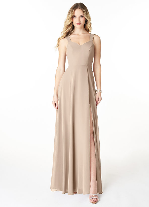 Azazie Julie Bridesmaid Dresses Taupe A-Line Sweetheart Neckline Chiffon Dress image1