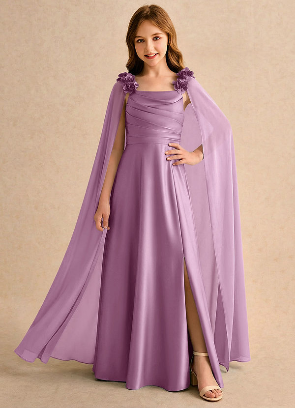 Azazie Rosita Girls Formal Klänningar för brudeflicka Klä A-Line i Stretch Satin Plisserad image1