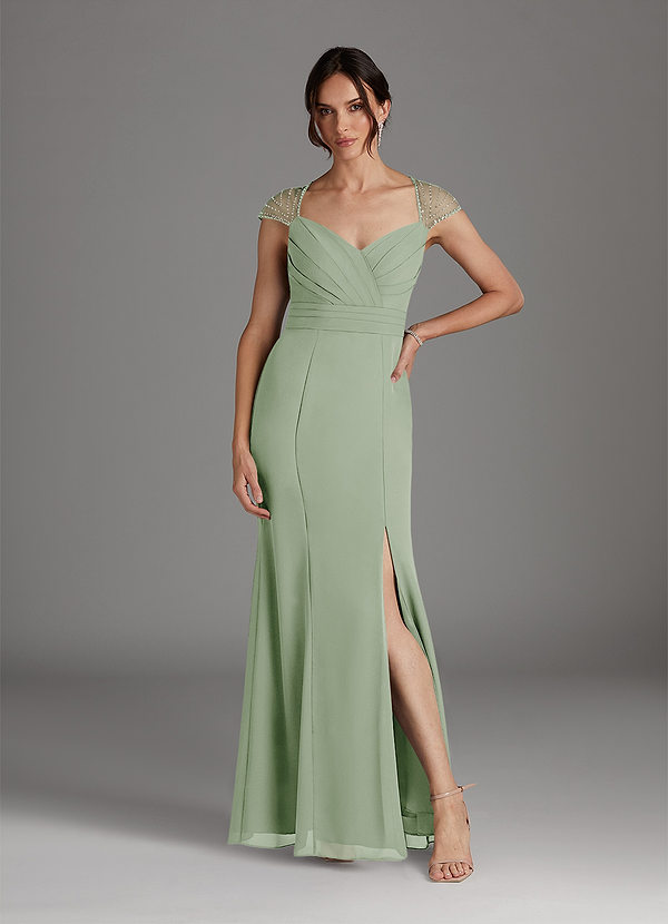 Azazie Blanchett Mother of the Brides Dresses Dusty Sage Mermaid Sequins Chiffon Dress image1