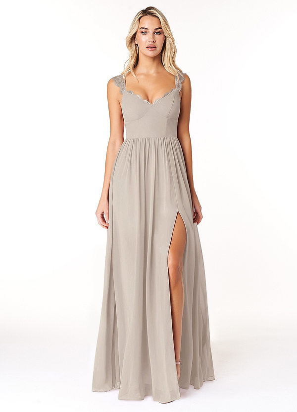 Azazie Cleobella Bridesmaid Dresses A-Line Sweetheart Lace Chiffon Floor-Length Dress image1