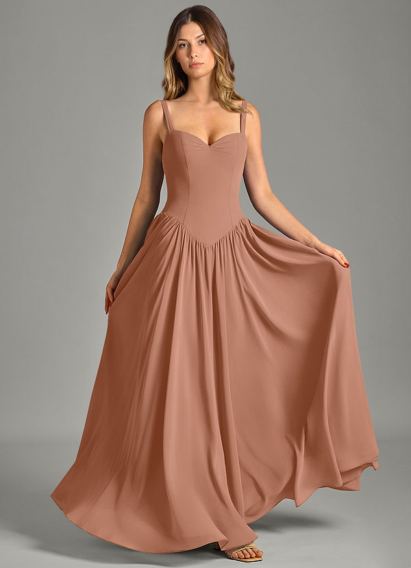 Azazie Evadina Suknie dla druhen Linia A Gorset Szyfon Do ziemi Sukienka image1