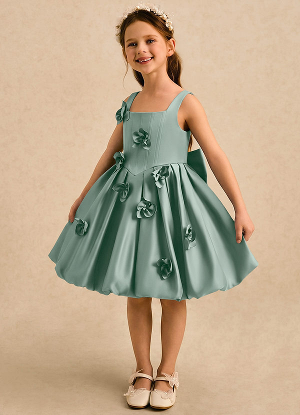 Azazie Lillian Vestidos de arras Vestido Salvia Plateada de Satin Mate de Vestido de princesa con Plisado image1