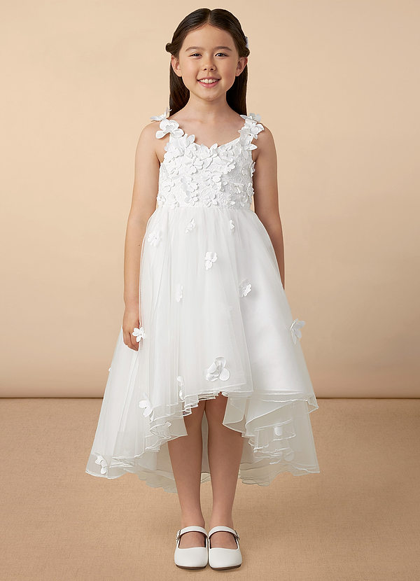 Azazie Ceres Flower Girl Dresses Ivory Ball-Gown Lace Tulle Dress image1