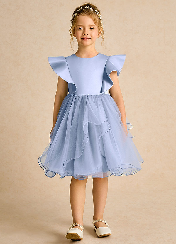 Azazie Chirp Robes de Fillette d'Honneur Robe Princesse en Tulle Eis image1