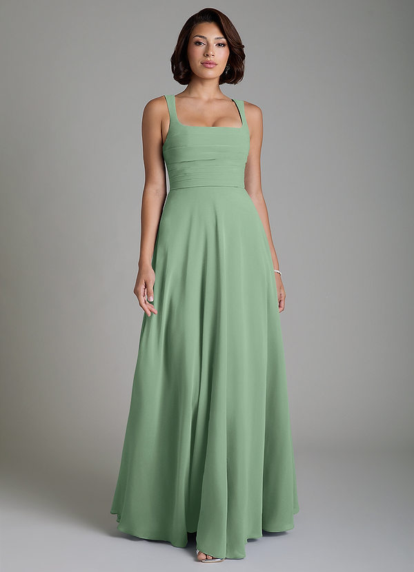 Azazie Azaria Bridesmaid Dresses Matcha A-Line Corset Chiffon Dress image1