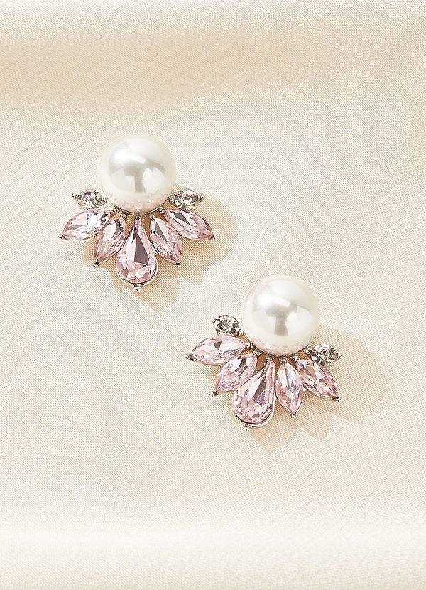 front Pearl and Crystal Sunburst Earrings