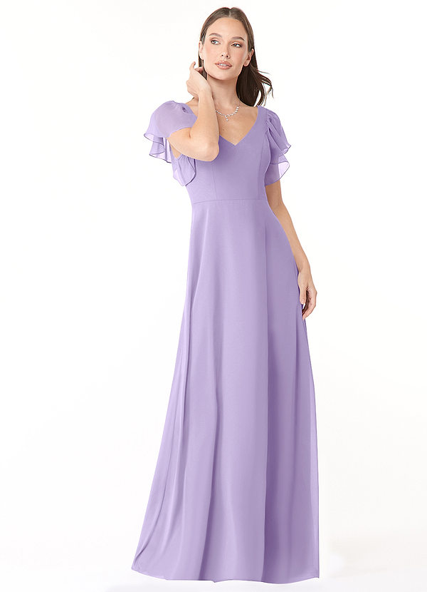 Azazie Syenna Bridesmaid Dresses Lilac A-Line Ruched Chiffon Dress image1