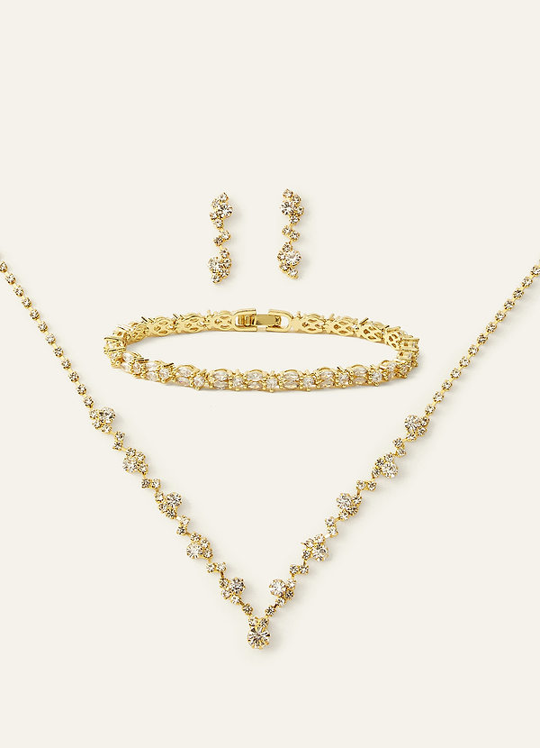 front Conjunto de joyas de tres piezas Starlit Cluster