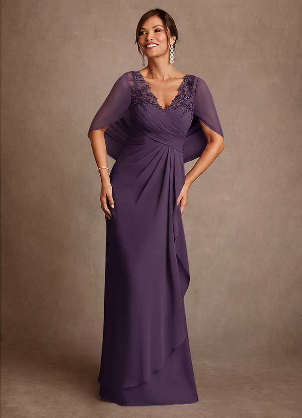 Azazie Santa Clara Mother of the Brides Dresses Plum A-Line Lace Dress image1