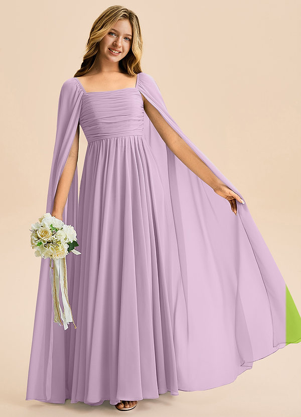 Azazie Calista Junior A-Linie Plissee Chiffon Kleid Blauregen image1