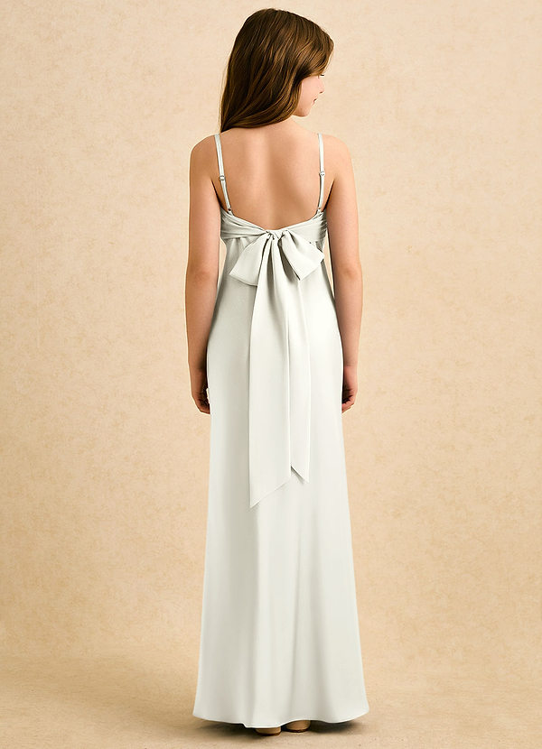 Azazie Ellie Girls Formal Sukienki dla dziewczynek sypiących kwiaty Syrena Pofałdowany Satyna elastyczna Długość podłogi Sukienka image1