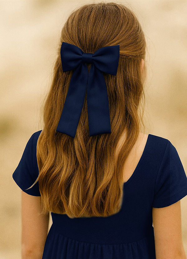 front Girls Satin Bow Hair Clip Set
