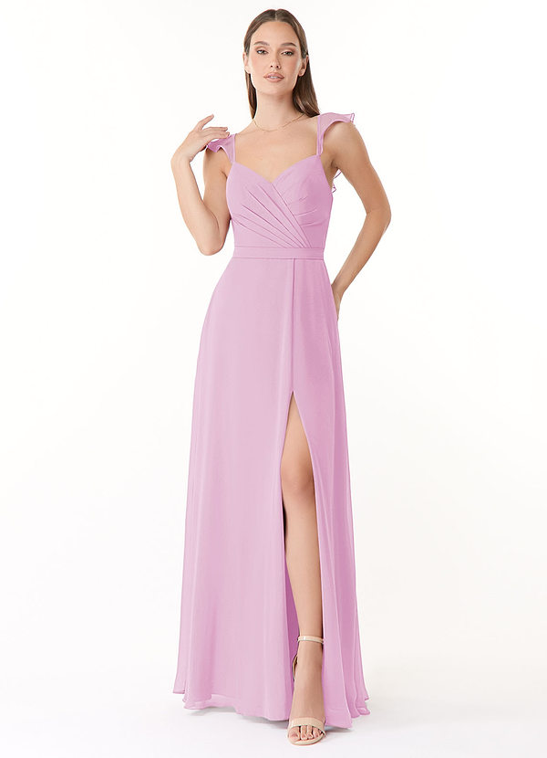 Azazie Emily Bridesmaid Dresses A-Line Ruched Chiffon Floor-Length Dress image1