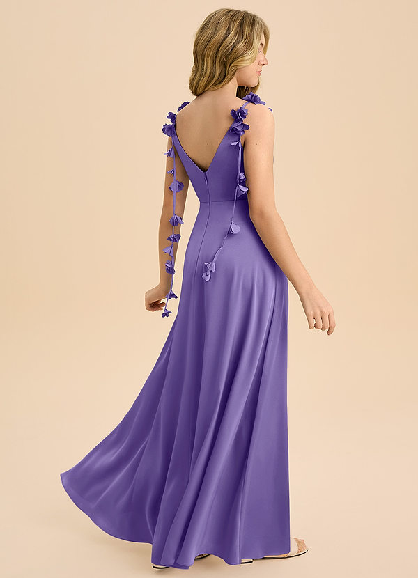 Azazie Gumdrop Junior Tahiti Empire Pleated Stretch Satin Dress image1