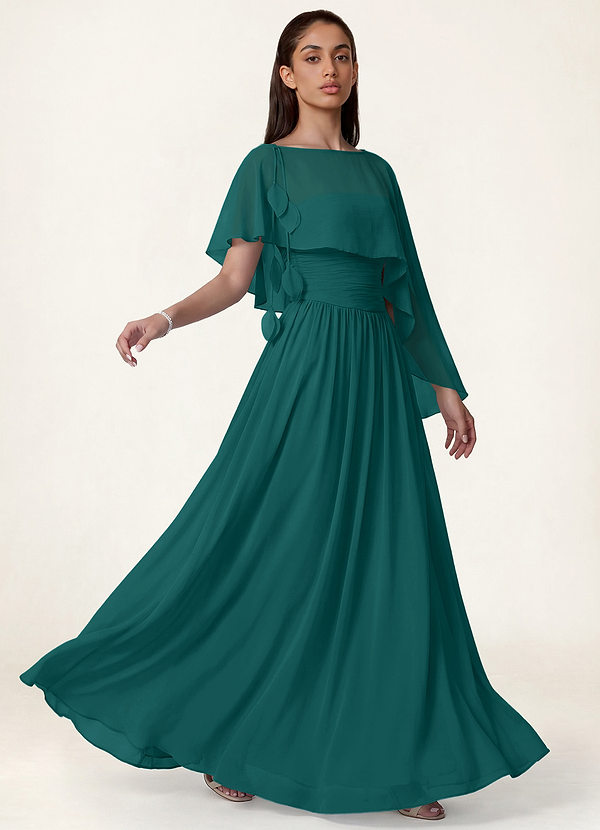 front Azazie Matching Color Floral Sheer Chiffon Cape