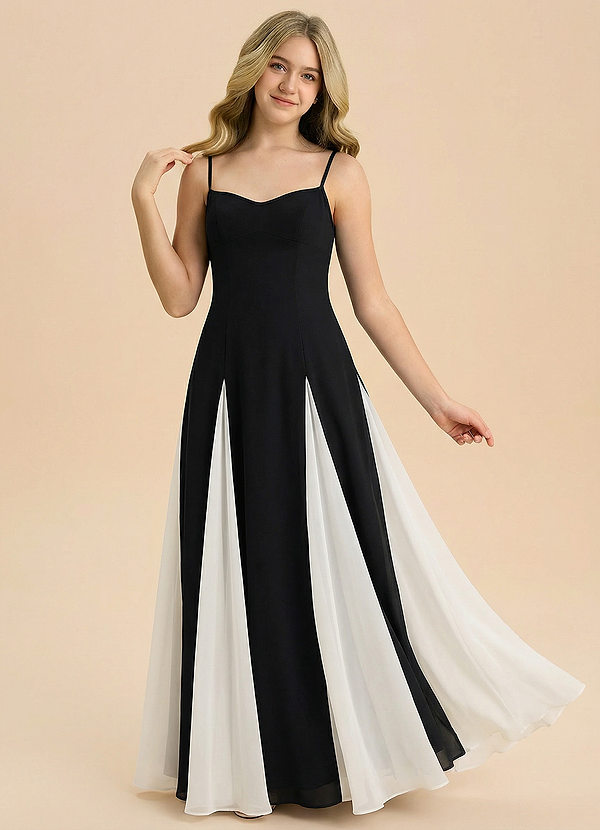 Azazie Jessenia Junior Formal Jurk van Stretch crêpe met A-Lijn Sweetheart Halslijn Zwart image1