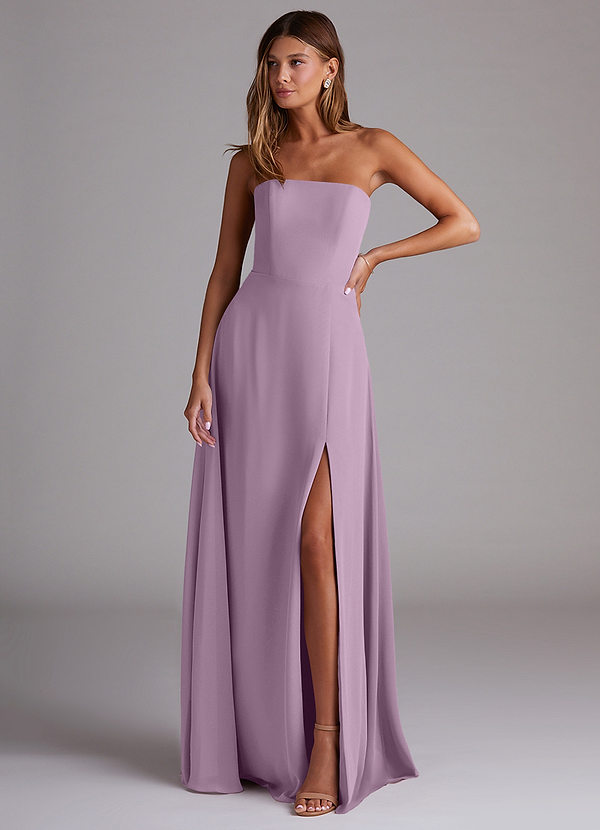One-Shoulder Pleated A-Line Chiffon Bridesmaid Dress in Wisteria main image 0